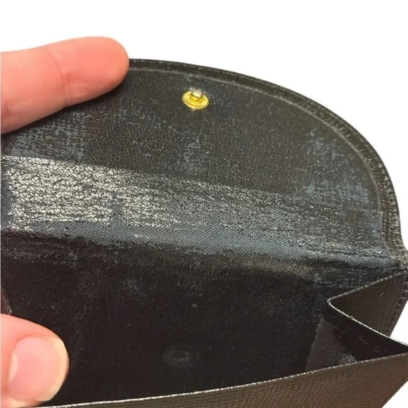 Yves Saint Laurent Vintage Black Leather Snap Wallet Vintage Embossed YSL 80’s - Picture 3 of 8